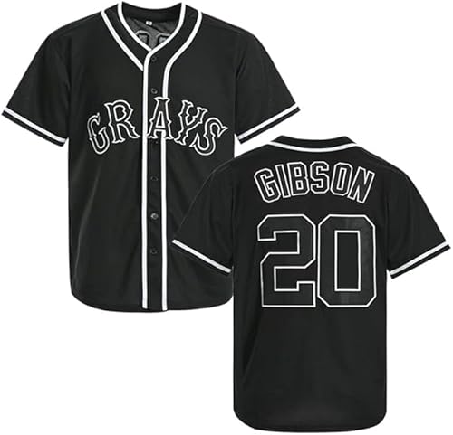 AVLSJEN Mens #20 Josh Gibson Baseball Jersey Homestead Grays Baseball Shirt Stitched S-3XL (US, Alpha, Large, Regular, Regular, Black)