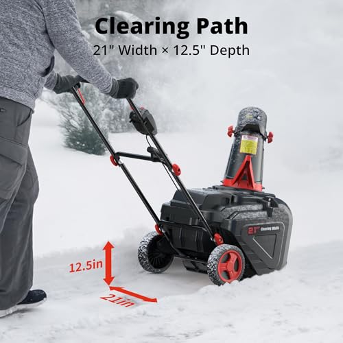 AMERISUN 21" Corded Snow Blower with LED Light, Electric Snow Blower with 15 Amp Motor, 2100 RPM, 30 ft Throwing Distance
