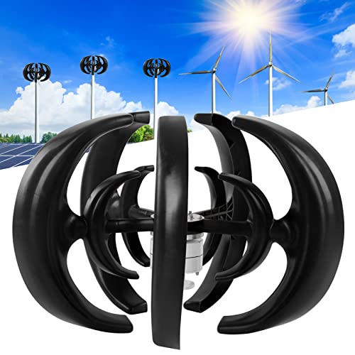 Luqeeg 1200W Wind Turbine Generator, 12V 24V 48V Wind Vertical Axis Generator with Controller, 5 Leavies Wind Turbine Generator Kit for Boats, Terraces, Cabins(1)