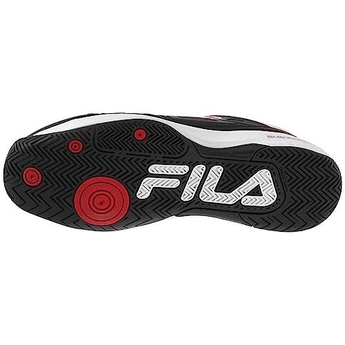 Fila mens Double Bounce 3 Pickleball Shoe, Black/Red/White, 11