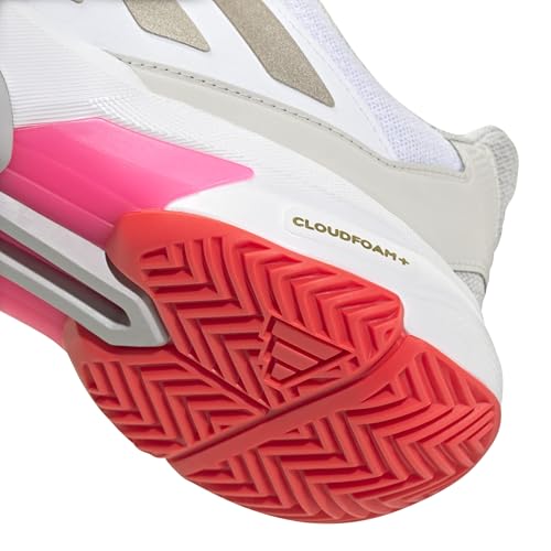 Adidas Womens Courtjam Control 3 Tennis, White/Iron Metallic/Lucid Red, 11.5