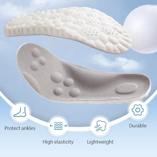 Pickleball Insoles, 4DMemory Foam Arch Support Inserts Trim to Fit,Cloud Comfort Breathable Cushion,with Arch Support Shock Absorption for All-Day Comfort (Green, Men 11-12 / Women 12-13)