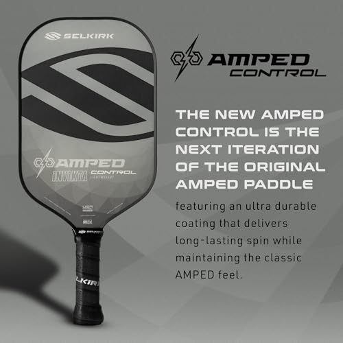 Selkirk Sport Amped Control Pickleball Paddle | Assembled in the USA | Next-Gen FiberFlex+ Face & Ultra Durable Spin Coating | 16mm X5 Core for Unrivaled Precision & Control | Invikta Lightweight Gray