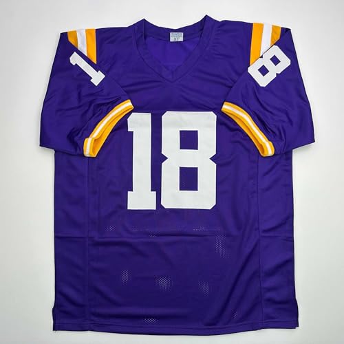 Facsimile Autographed Garrett Nussmeier LSU Purple Reprint Laser Auto College Football Jersey Size Men's XL