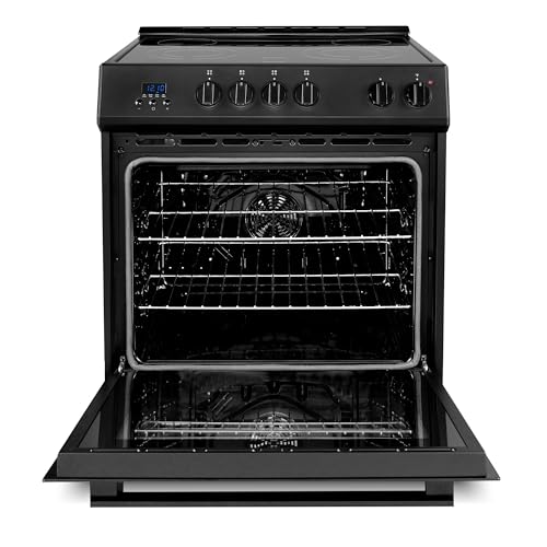 COSMO COS-ERD304K-BK 30 in. Stellar Collection 5.0 cu. ft. Electric Range with 4 Burner Glass Cooktop and Convection Oven in Matte Black