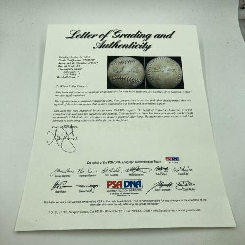 Babe Ruth & Lou Gehrig Dual Signed 1920's Official American League Baseball PSA - Autographed Baseballs
