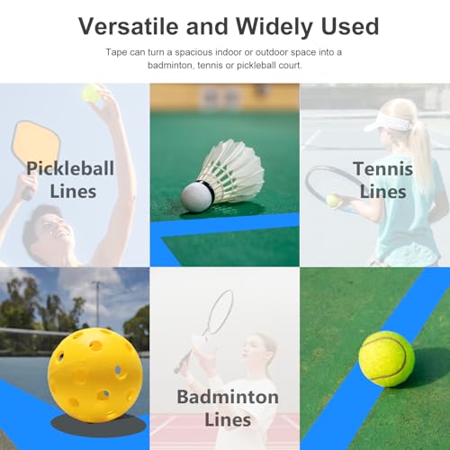 VloEssic Portable Pickleball Court Tape Lines Outdoor/Indoor, 2in x 230FT Temporary Pickleball Court Marking Kit, Pickleball Tape for Outdoor Court, Like Pickleball, Badminton, Tennis, Basketball