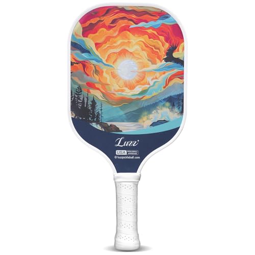 Luzz Carbon Fiber Pickleball Paddles, Sandblasted Surface USAPA Approved Pickleball Rackets for Beginners Increased Spin Control Pickle Ball Paddle Set for Men,Women,Pros,Adults,Sunset