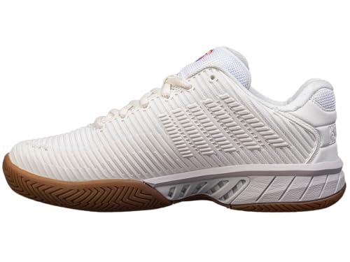K-Swiss Women's Hypercourt Express 2 Indoor Tennis Shoe, Bright White/Gum, 8 M