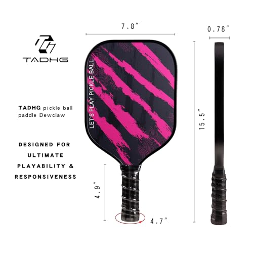TADHG Pickleball Paddle T700 Raw Carbon Fiber 16mm Control Honeycomb Core Frosted Grit Surface Balanced Power & Spin Racket for Intermediate and Advanced Players (Dewclaw)