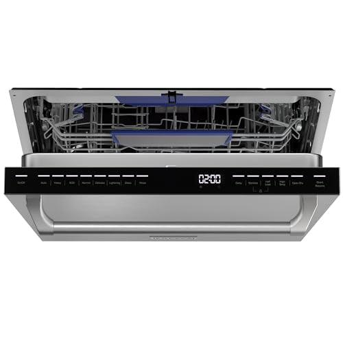 Empava 24 Inch Built-in Dishwasher, Stainless Steel Tub, 15 Place Settings, 8 Wash Cycles, 3 Racks, Dual-Dry System, Top Control, 45 dB Ultra Quiet, Energy Star & UL Certified