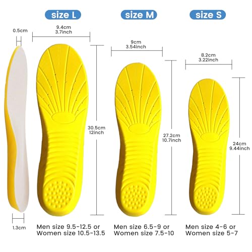 Shoe Insoles, Memory Foam Insoles, Providing Excellent Shock Absorption and Cushioning for Feet Relief, Comfortable Insoles for Men and Women for Everyday Use, L,（US M: 8-12/W: 10-15）