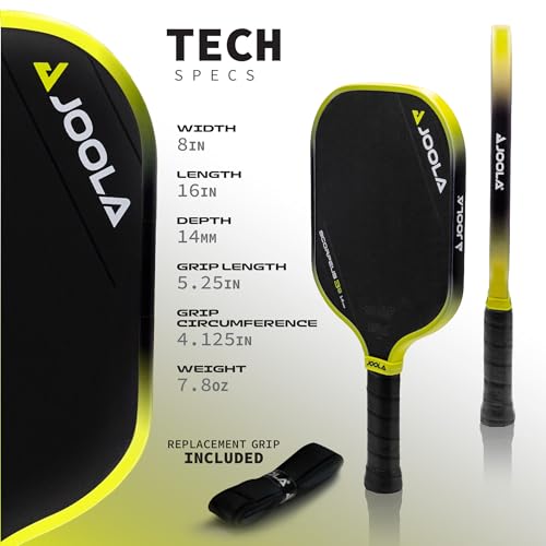 JOOLA Anna Bright Scorpeus 3S 14mm Pickleball Paddle w/Propulsion Core and Charged Carbon Surface Technology. Wide Body Shape w/Larger Sweet Spot. NFC Chip Enabeled and UPA-A Certified