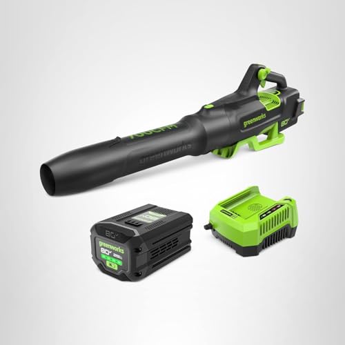 Greenworks 80V (700 CFM / 170 MPH) Brushless Cordless Leaf Blower, Commercial-Grade Power, 40-Min Rapid Charger for Wet Leaves, Heavy Debris, Gravel and Driveway Snow, Includes 2.5Ah Battery & Charger