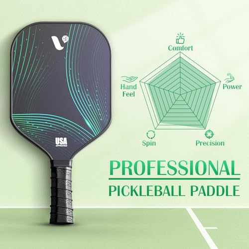 Pickleball Paddles Set of 2, USAPA Approved Fiberglass Pickle Ball Paddles with 4 Pickle Balls, Durable &Lightweight Racket for Beginners, Pros, Men, Women, Adults, Kids