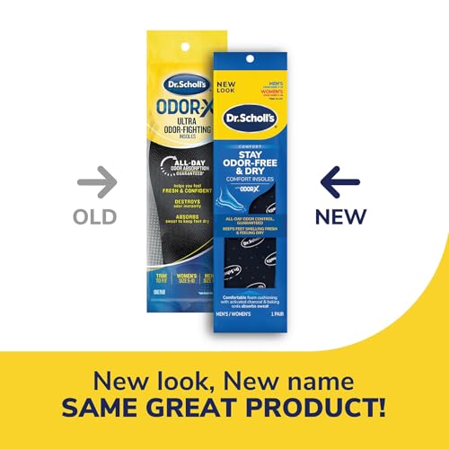 Dr. Scholl's® Stay Odor-Free & Dry Comfort Insoles with Odor-X®, Unisex Inserts, 1 Pair, Full Length Trim to Fit Men's Shoe Sizes (7-13) and Women's Shoe Sizes (5-10)