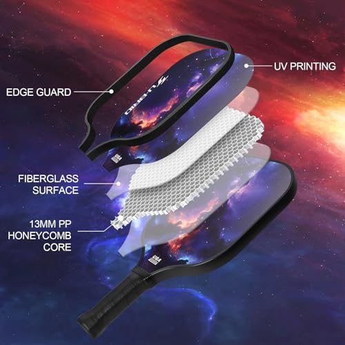 U-BRIO Pickleball Paddles USAP Approved | 16MM Max Sweet Spot | 5-Layer Fiberglass & Edge Guard | PP Honeycomb Shock Absorption | High Forgiveness | Beginner-Friendly Value Bundle