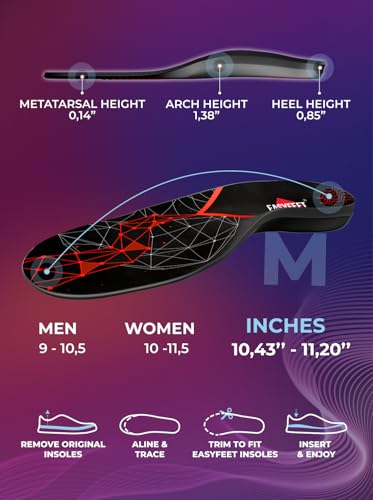 Arch Support Insoles for Men Women - High Arch Shoe Inserts for Standing All Day - Plantar Fasciitis Relief Orthotic Insole for Flat Feet - Work Running Hiking
