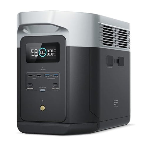 EF ECOFLOW Portable Power Station DELTA 2 Max, 2400W LFP Solar Generator, Full Charge in 1 Hr, 2048Wh Solar Powered Generator for Home Backup(Solar Panel Optional)