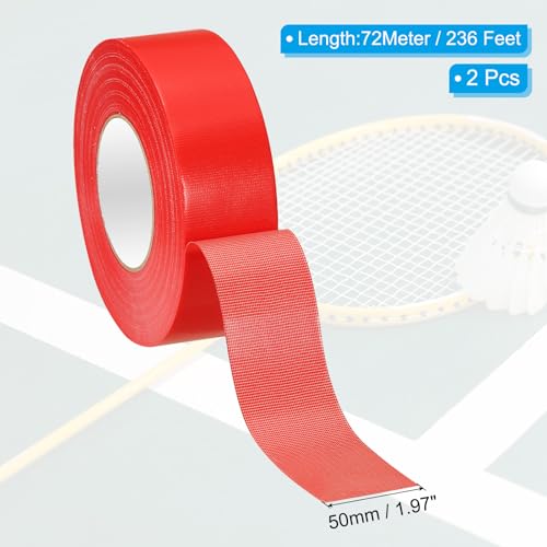 PATIKIL Pickleball Court Tape 2 in x 236ft, 2 Pcs Pickleball Court Marking Kit for Indoor/Outdoor Tennis Volleyball Badminton Court, Red