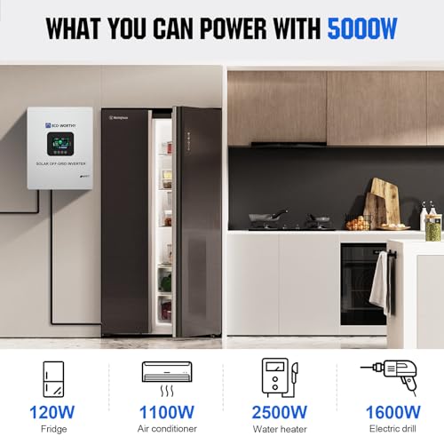 ECO-WORTHY 9.36KWH 2340W 48V Solar Power System Kit Off Grid Solar Panel Kit with 5000W 48V All-in-One Off-Grid Charge Inverter and 12pcs 195W Mono Solar Panel and Z Mounting Brackets.Plug and Play