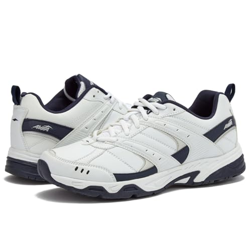 Avia Avi-Verge Mens Sneakers - Cross Trainer Mens Tennis Shoes, Pickleball or Walking Shoes for Men - White/True Navy, 11.5 Wide