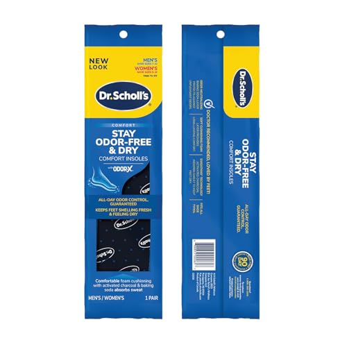 Dr. Scholl's® Stay Odor-Free & Dry Comfort Insoles with Odor-X®, Unisex Inserts, 1 Pair, Full Length Trim to Fit Men's Shoe Sizes (7-13) and Women's Shoe Sizes (5-10)