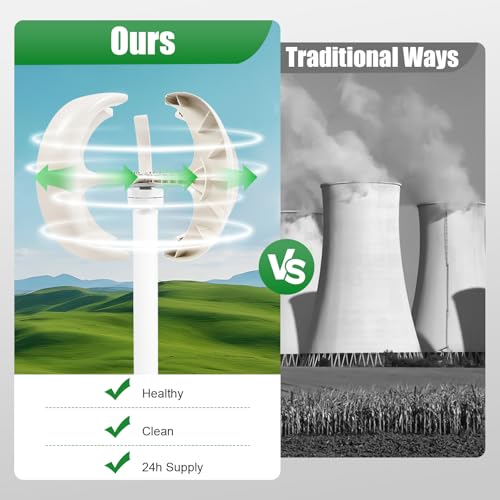 HinLIaDa Wind Turbine Generators Kit, 12V 600W Lantern Wind Turbine Generator, 5-Blade Vertical Axis Wind Turbine Generator with Controller, Suit for Home, Camping & Boat Use
