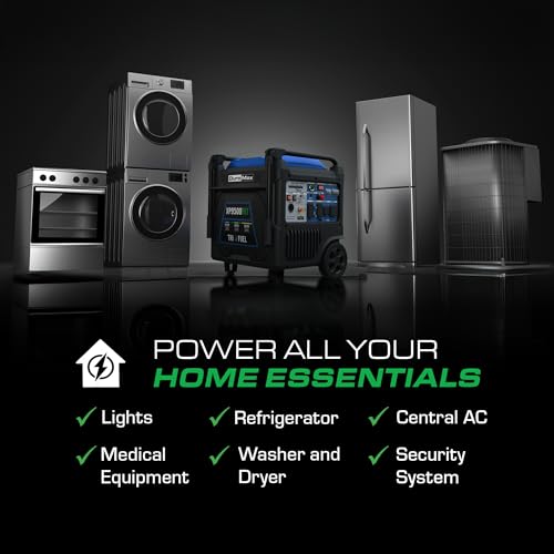 DuroMax XP9500iHT 9,500-Watt Tri Fuel Portable Digital Inverter Generator - Gas, Propane & Natural Gas, Remote Electric Start, Whole Home Power Backup, Transfer Switch Ready, RV & Emergency Ready