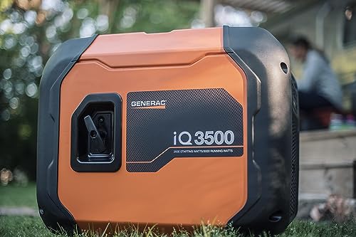 Generac 7127 iQ3500 3,500-Watt Gas-Powered Portable Inverter Generator - Durable, Lightweight Design - Speed Selection for Quiet Performance or Maximum Power - CARB Compliant - Orange/Black