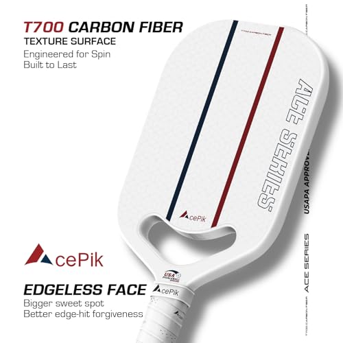 Acepik Pickleball Paddle | T700 Carbon Fiber Pickleball Paddle with 16mm Polypropylene Core | Designed for Swing Speed and Refined Control