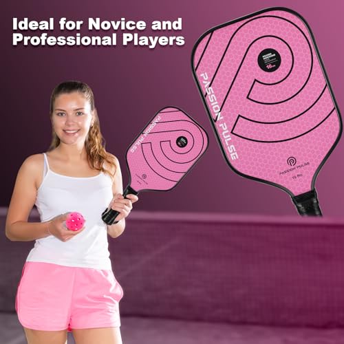 2025 Pickleball Paddles,Raw Carbon Fiber Surface（CFS）, 16mm T700 High Grit & Spin, V6 Pro Pickle Ball Paddles Designed for Ultimate Spin & Consistency- Cute Pickleball Paddle for Women (Pink)