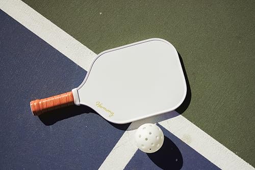 Harmony Pickleball Classic Pickleball Paddle | Carbon Fiber Pickleball Paddle | White with Tan Grip