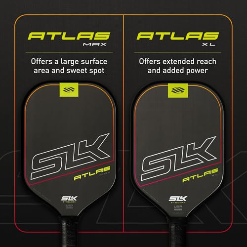 Selkirk SLK Atlas MAX Raw Carbon Fiber Pickleball Paddles | Midweight Pickleball Paddle with Polymer Honeycomb Core | USAPA Approved Carbon Fiber Face for Spin and Control | Ember