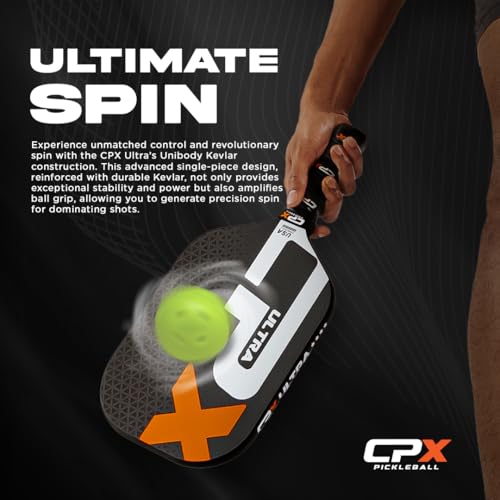 CPX Ultra Series Fiber-Reinforced Friction Surface Pickleball Paddle - 16mm Polypropylene Honeycomb Core, Lightweight for Speed (Titanium)