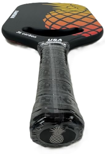 Pineapple Pickleball Paddle (Intermediate/Advanced Model) Elongated, edgeless, 3K Carbon Fiber Face, 16MM Thermoformed Honey Comb Core (Orange/Yellow)