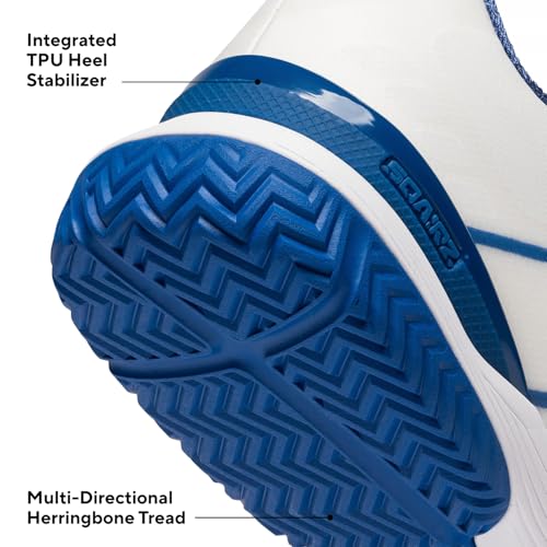 SQAIRZ XRZ Men's Pickleball Shoes, Pickleball Shoes Men, Mens Tennis Shoes, WHT/BLU, 9.5