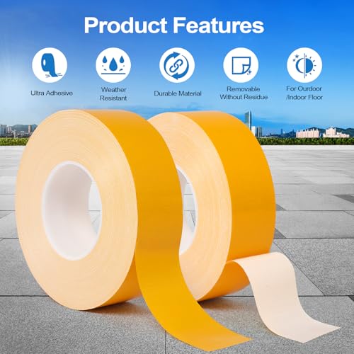 fdalas 2in x 262 FT Pickleball Court Tape for Outdoor,Pickleball Court Marking Kit,Temporary Floor Marking Tape Indoor,Yellow Court Fast Marking for Tennis,Badminton,Gym,Non-Reflective
