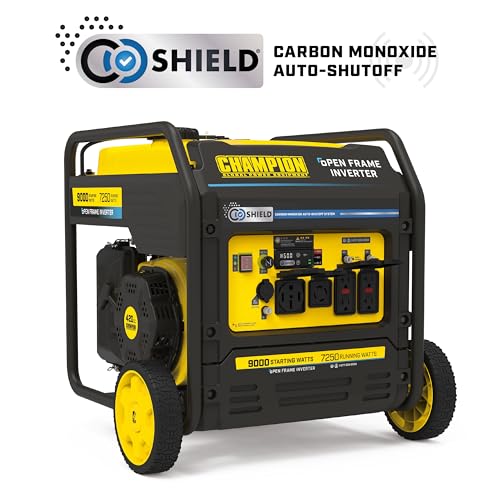 Champion Power Equipment 9000-Watt Electric Start Home Backup Portable Open Frame Inverter Generator with Quiet Technology and CO Shield