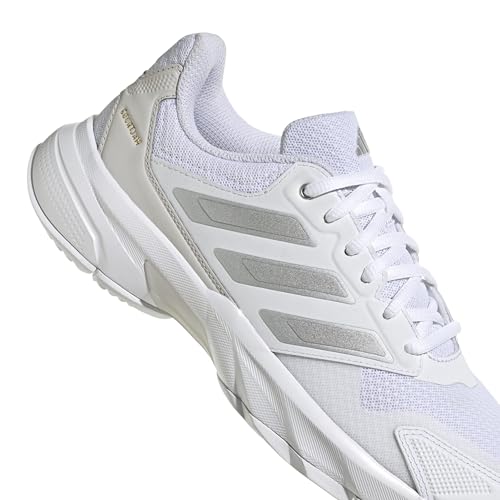 Adidas Women's CourtJam Control 3, White/Silver Metallic/Grey, 11
