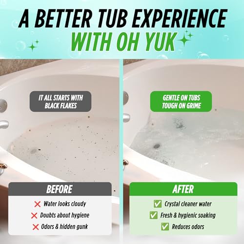 Oh Yuk Jetted Tub Cleaner for Jacuzzis, Bathtubs, Whirlpools, The Most Effective Jetted Tub Cleaner, Septic Safe, 4 Cleanings per Bottle - 16 Ounces