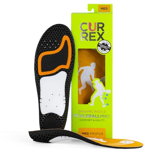 CURREX PICKLEBALLPRO Insoles for Pickleball Shoes – Arch Support Inserts w/Super Grip Surface & Premium Heel Cushioning, Helps Improve Foot Stability – for Men & Women– Medium Arch, Medium