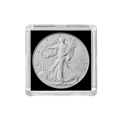 2026 U.S. Silver Eagle .999 Fine Silver with Black Background Snap Tight Square Holder Dollar Uncirculated US Mint