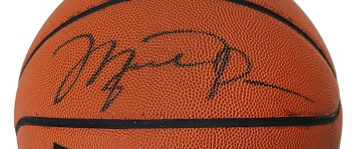 Michael Jordan Bulls Signed Autographed Wilson Basketball Upper Deck Sticker and Beckett Letter COA