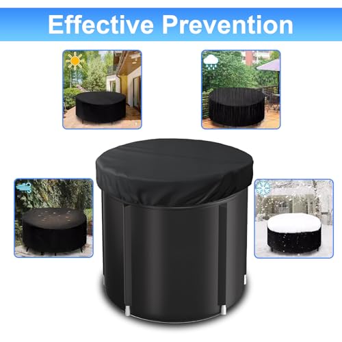 KQSNGB Ice Bath Cover Lid, Cold Plunge Cover for Indoor Outdoor, Made of Oxford Nonwoven Fabric (Black)