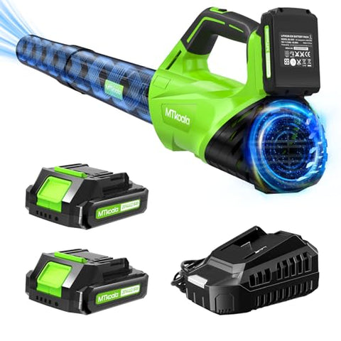 2026 Upgrade Leaf Blower, Leaf Blower Cordless with 2 * 2.6AH Batteries and Fast Charger, 450CFM &150MPH and 2 Speed Mode, Lightweight Electric Leaf Blowers for Lawn,Yard, Leaves, Dust,Snow Care