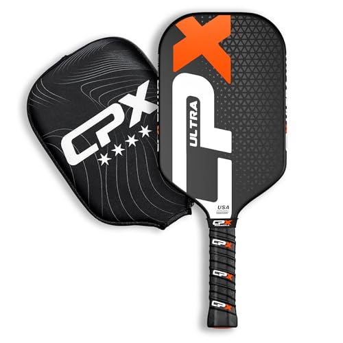 CPX Ultra Series Fiber-Reinforced Friction Surface Pickleball Paddle - 16mm Polypropylene Honeycomb Core, Lightweight for Speed (Black)