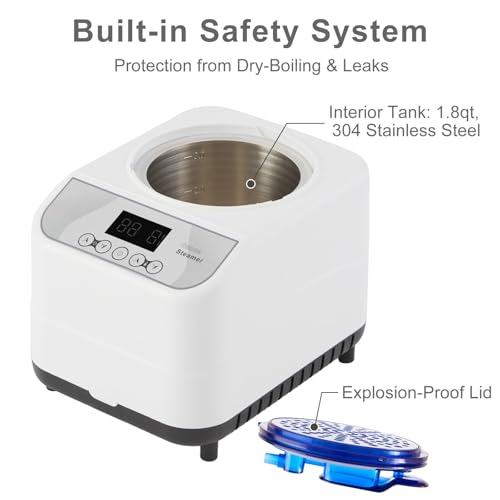 RRGFB Sauna Steamer Machine for Home, 1300W 1.8qt Steam Generator, Portable Steamer Pot with Remote Control, Oil Diffuser, 5-60 min Timer, 9 Levels, Heat up to 140°F