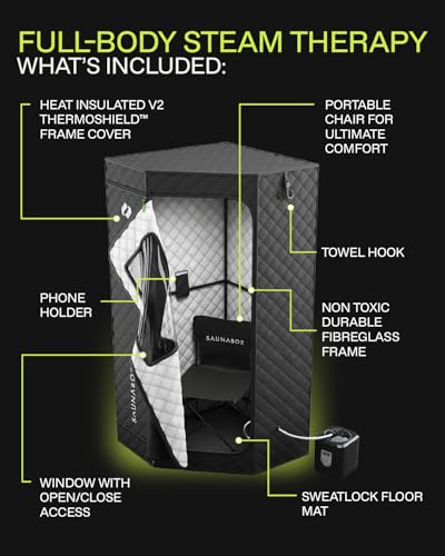 SAUNABOX® SmartSteam Kit Pro | Personal Steam Sauna for Home Use | Portable Sauna Tent with Chair, Mat & Case | Full-Body Steam Therapy for Relaxation, Detox & Recovery
