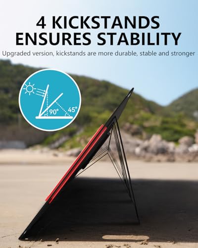 ELECAENTA 200W Portable Solar Panel for Power Station, 25% High Efficiency, Ultra Light with Kickstands, 20V/10A Foldable ETFE Solar Charger for Camping RV Trip Outdoor Home Backup Off Grid